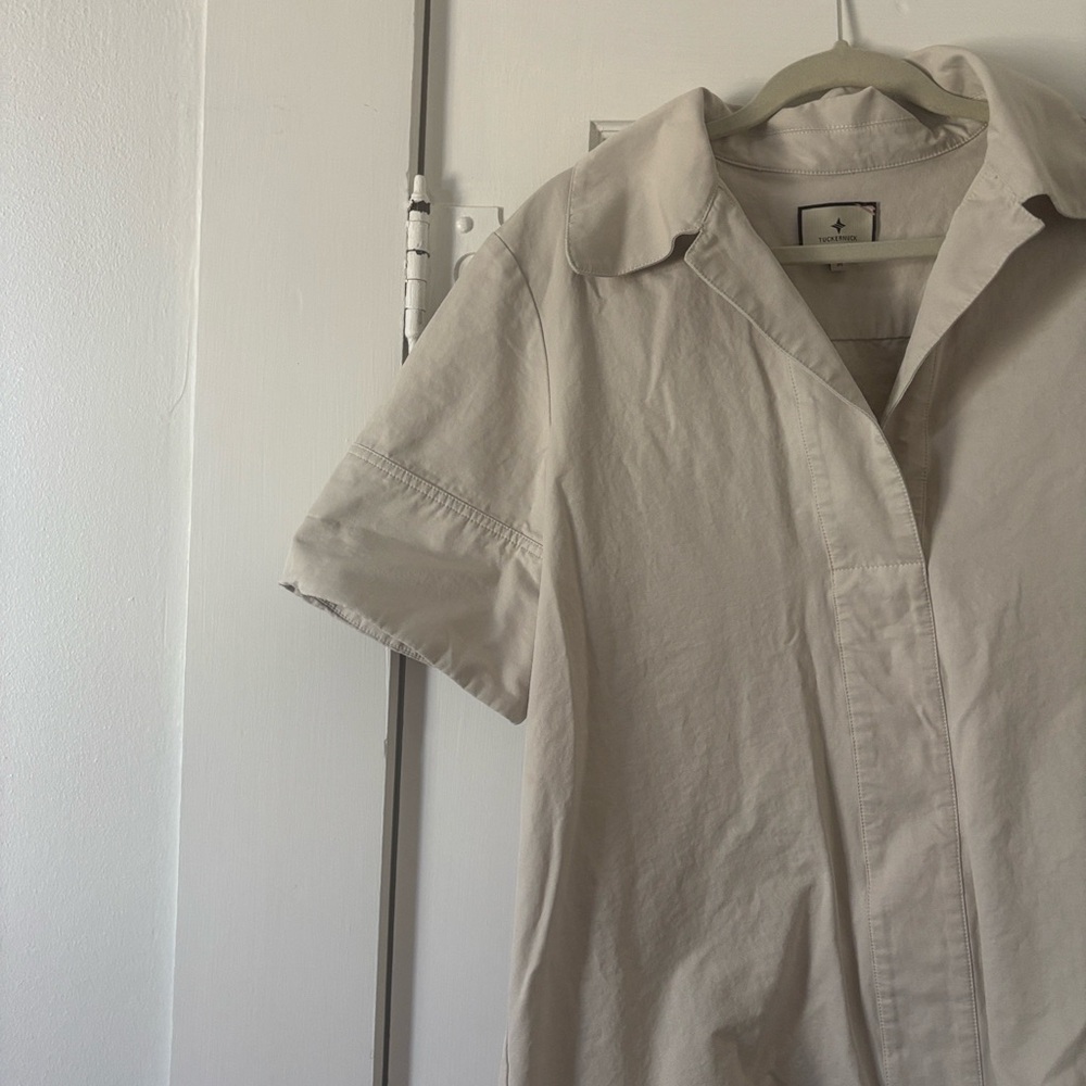 Tuckernuck Cream Collared Short-Sleeve Mini Shift Dress - Picture 2 of 5